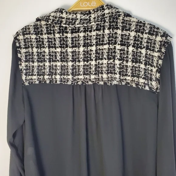 Zara Black Blouse with Tweed Trim - Picture 9 of 9